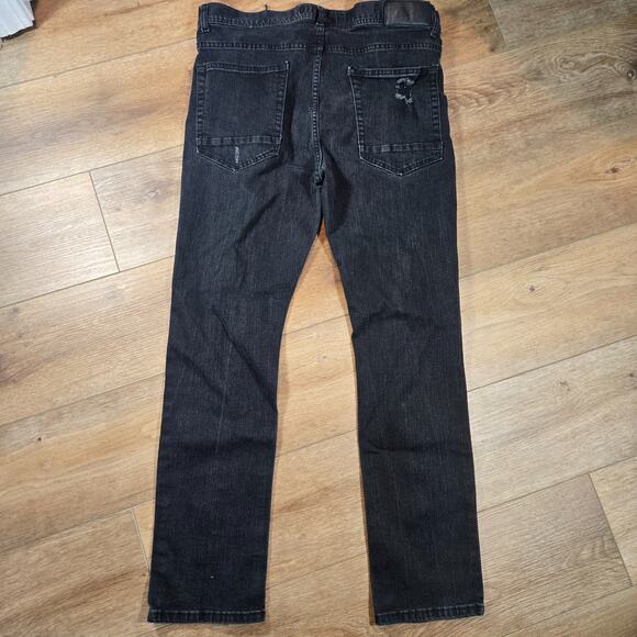 True Luck Black Distressed Stretch Denim Jeans Men’s 36x30 Punk Hip Hop Retro - Picture 9 of 12